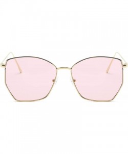 Square Women Metal Square Geometric Cat Eye Oversized Fashion Sunglasses - Pink - CI18IOCWSUY $10.69