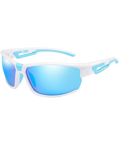 Sport Men Sports Sunglasses Ultra Light Polarized PC Frame UV 400 Protection for Outdoor - White+blue - CV18TLN3RMR $38.35