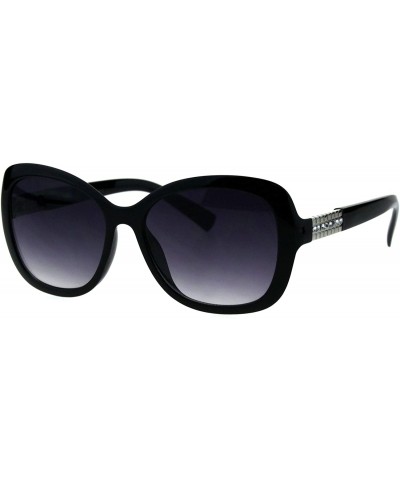 Square Womens Luxury Fashion Sunglasses Rhinestone Design Square Frame UV 400 - Black (Smoke) - C218IC9K86N $13.85