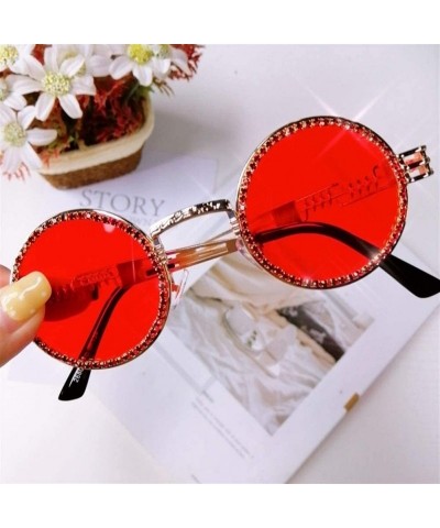 Square 2020 Vintage Round Diamond Sunglasses Women Luxury Red Black Clear Lens Rhinestone Eyeglasses UV400 - 1 - C3198G58RE7 ...