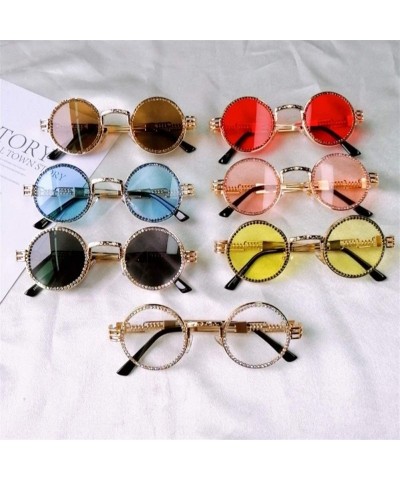 Square 2020 Vintage Round Diamond Sunglasses Women Luxury Red Black Clear Lens Rhinestone Eyeglasses UV400 - 1 - C3198G58RE7 ...
