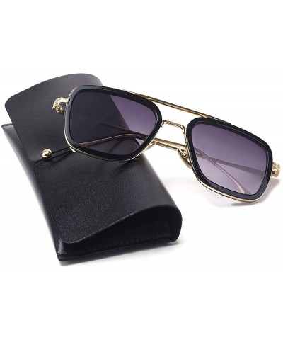 Aviator Aviator Sunglasses Vintage Gradient Classic - Goldblackgradientgrey - CM18ZA0K4QC $14.60