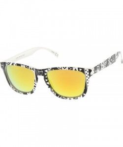 Wayfarer Native Print Color Mirror Lens Keyhole Bridge Horn Rimmed Sunglasses - Sun - C211N9M90M7 $9.67