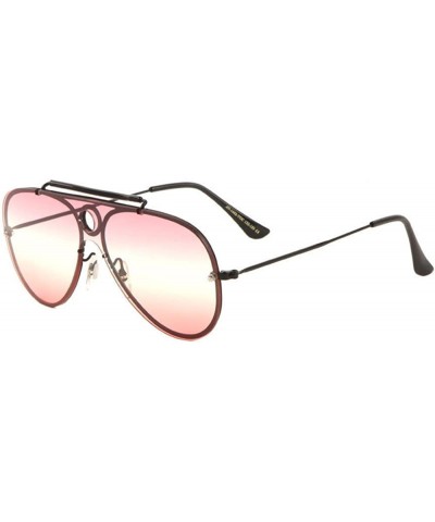 Aviator Classic Outdoorsman Shield Aviator Sunglasses w/Flat Lenses - Black Frame - C518EMHNCU6 $12.28