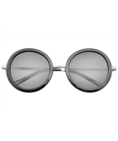 Round New Round Circle Fashion Designer Celebrity Womans Sunglasses - Silver Black - CN11LN83JA7 $19.98