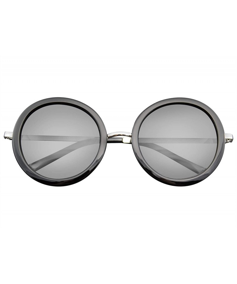 Round New Round Circle Fashion Designer Celebrity Womans Sunglasses - Silver Black - CN11LN83JA7 $10.35