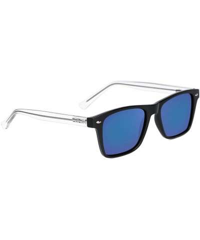Square Square Polarized Sunglasses Vintage Sun Glasses For Women Men 100% UV Protection - Blue - C518X6IDUCL $16.92