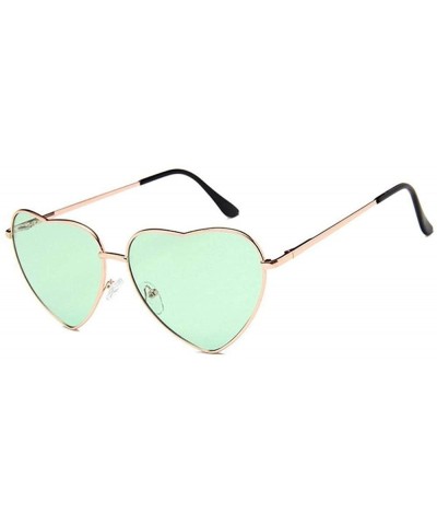 Oversized Heart Shaped Sunglasses Women Metal Frame Reflective Lens Sun Protection Tea - Blue - CP18YLZDCTL $7.78