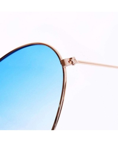 Oversized Heart Shaped Sunglasses Women Metal Frame Reflective Lens Sun Protection Tea - Blue - CP18YLZDCTL $7.78