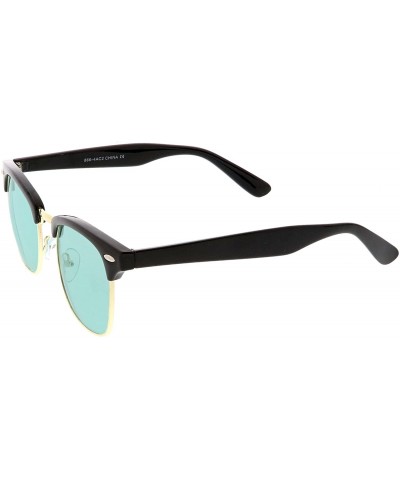 Semi-rimless Modern Semi Rimless Color Tinted Square Lens Horn Rimmed Sunglasses 49mm - Black Gold / Green - CA187RKGWGL $9.03