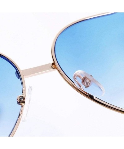 Oversized Heart Shaped Sunglasses Women Metal Frame Reflective Lens Sun Protection Tea - Blue - CP18YLZDCTL $7.78