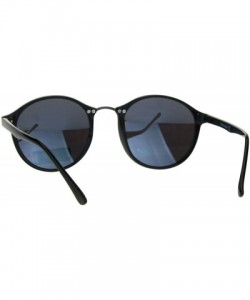 Round Mens Round Thin Plastic Retro Horn Rim Color Mirror Lens Sunglasses - Black Blue - CS17YSRGRNG $15.13