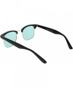 Semi-rimless Modern Semi Rimless Color Tinted Square Lens Horn Rimmed Sunglasses 49mm - Black Gold / Green - CA187RKGWGL $9.03