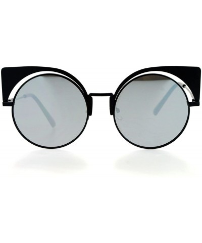 Round Colored Mirror Runway Round Circle Lens Cateye Goth Sunglasses - Black Mirror - CX12K07SI1R $26.34