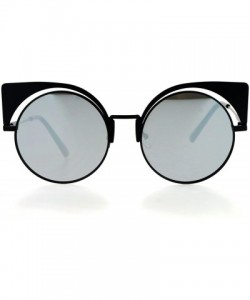 Round Colored Mirror Runway Round Circle Lens Cateye Goth Sunglasses - Black Mirror - CX12K07SI1R $13.33