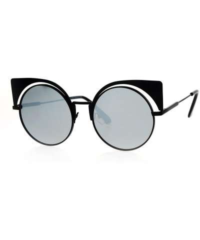 Round Colored Mirror Runway Round Circle Lens Cateye Goth Sunglasses - Black Mirror - CX12K07SI1R $13.33