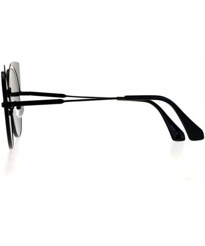Round Colored Mirror Runway Round Circle Lens Cateye Goth Sunglasses - Black Mirror - CX12K07SI1R $13.33