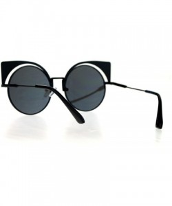 Round Colored Mirror Runway Round Circle Lens Cateye Goth Sunglasses - Black Mirror - CX12K07SI1R $13.33