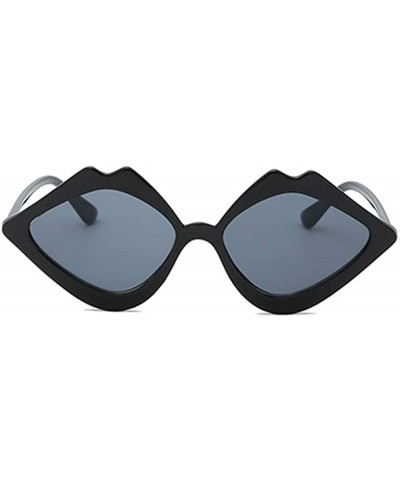 Square Fashion Lips Frame Oversized Plastic Lenses Sunglasses for Women UV400 - Gray - C218NOACTA3 $7.32