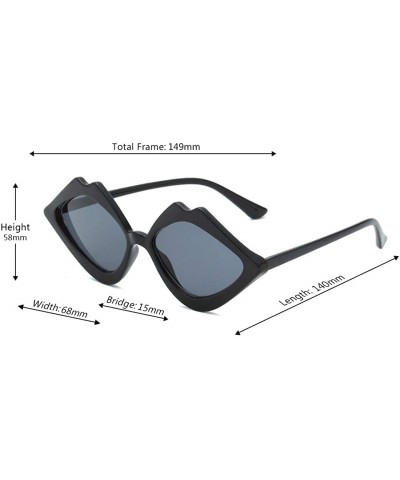 Square Fashion Lips Frame Oversized Plastic Lenses Sunglasses for Women UV400 - Gray - C218NOACTA3 $7.32