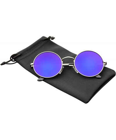 Aviator John Lennon Inspired Sunglasses Round Hippie Shades Retro Colored Lenses - Purple Ice - CW11NF3ORTB $7.63