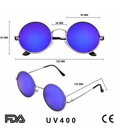 Aviator John Lennon Inspired Sunglasses Round Hippie Shades Retro Colored Lenses - Purple Ice - CW11NF3ORTB $7.63