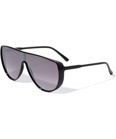 Round Flat Top Round Shield Fashion Sunglasses - Smoke - CK196ZGAR4Q $16.66