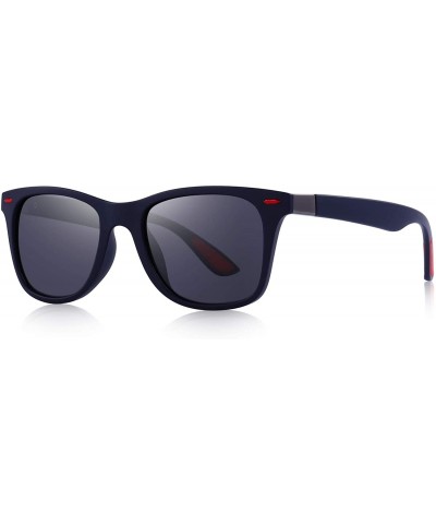 Rectangular Ultra Lightweight Retro Rectangular Rivets Polarized Sunglasses-100% UV protection - Blue - CV18MGXZZ29 $22.16