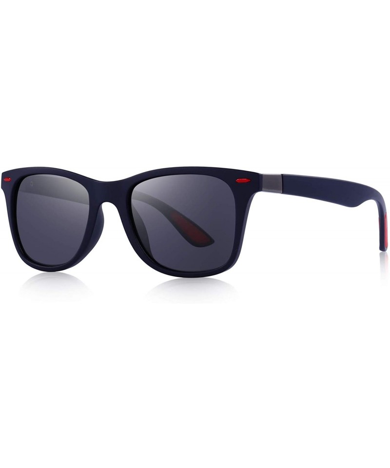 Rectangular Ultra Lightweight Retro Rectangular Rivets Polarized Sunglasses-100% UV protection - Blue - CV18MGXZZ29 $22.16