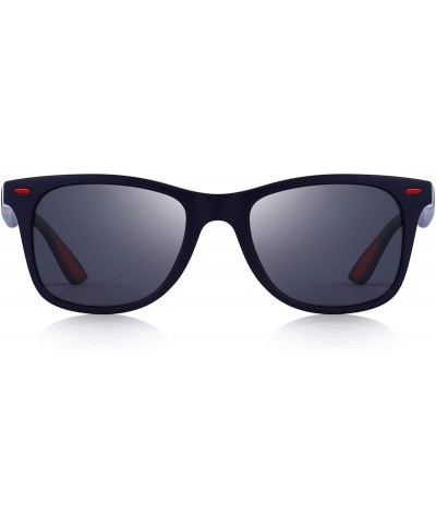 Rectangular Ultra Lightweight Retro Rectangular Rivets Polarized Sunglasses-100% UV protection - Blue - CV18MGXZZ29 $22.16