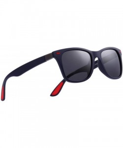 Rectangular Ultra Lightweight Retro Rectangular Rivets Polarized Sunglasses-100% UV protection - Blue - CV18MGXZZ29 $22.16