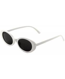 Oval Wide Oval Circle Retro Thick Side Sunglasses - White - CR197R64G58 $27.29