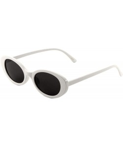 Oval Wide Oval Circle Retro Thick Side Sunglasses - White - CR197R64G58 $13.13