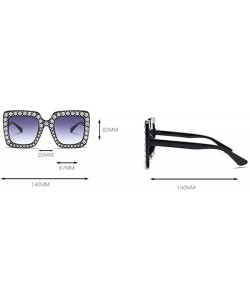 Oversized Oversized Diamond Sunglasses Women Handmade Square Frame Eyewear 67mm UV400 - Brown - CF186XYOG67 $16.27