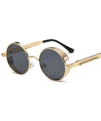 Oversized Retro Round Metal Steampunk Sunglasses Men Women Fashion Glasses Black Black - Silver Clear - C318XE9XO74 $10.24
