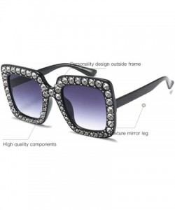 Oversized Oversized Diamond Sunglasses Women Handmade Square Frame Eyewear 67mm UV400 - Brown - CF186XYOG67 $16.27