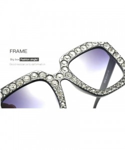 Oversized Oversized Diamond Sunglasses Women Handmade Square Frame Eyewear 67mm UV400 - Brown - CF186XYOG67 $16.27