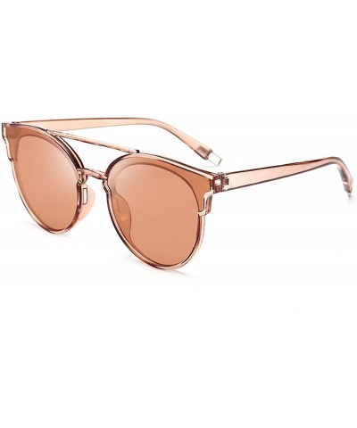 Aviator Oversized Round Sunglasses Fashion Trend Men Women Retro Vintage Luxury Mirror Jelly Color - 1 - C2198ZUMSL3 $34.23