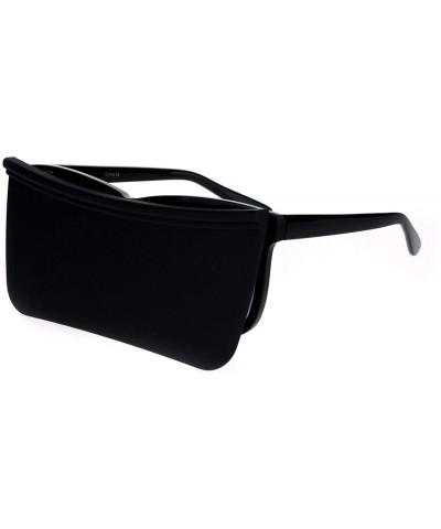 Rectangular Unique Collapsible Sun Visor Horn Rim Hipster Plastic Sunglasses - Black Smoke Black - CQ18K3AMEIG $11.44