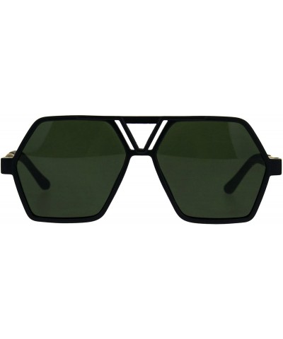 Rectangular Futuristic Mens Robotic Plastic Racer Octagonal Sunglasses - Black Green - CX180OQO9O5 $13.80