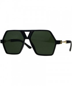 Rectangular Futuristic Mens Robotic Plastic Racer Octagonal Sunglasses - Black Green - CX180OQO9O5 $13.80