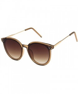 Oval Unisex Sunglasses Retro Bright Black Grey Drive Holiday Oval Non-Polarized UV400 - Brown - CA18RKGZKAW $8.90