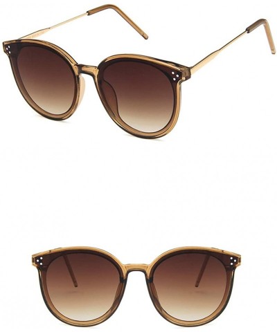 Oval Unisex Sunglasses Retro Bright Black Grey Drive Holiday Oval Non-Polarized UV400 - Brown - CA18RKGZKAW $8.90