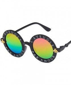 Round Unisex Sunglasses Retro Bright Black Grey Drive Holiday Round Non-Polarized UV400 - Bright Black Purple - C618RI0T0CN $...