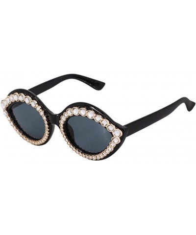 Cat Eye Women's Fashion Sunglasses Cat-Eye Glasses with Rhinestone - Black-gold - CK18A5TE4GU $15.84