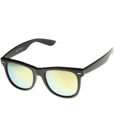 Wayfarer Large Classic Flash Mirror Color Lens Horn Rimmed Sunglasses (Matte-Black Sun) - CY11J1RZGXB $19.23