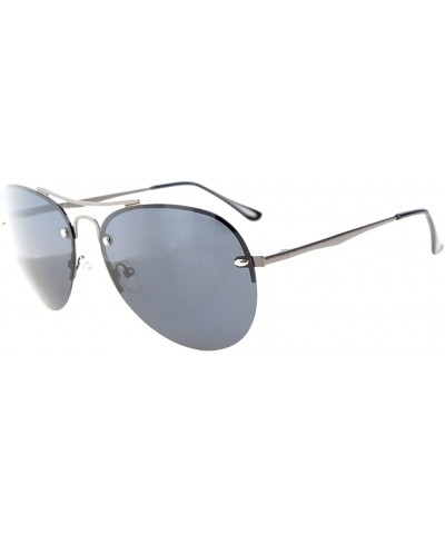 Rectangular Half-rim Pilot Style Polarized Lens Sunglasses - Polarized Grey Lens - CY12MYWEN4A $7.78