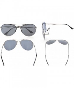 Rectangular Half-rim Pilot Style Polarized Lens Sunglasses - Polarized Grey Lens - CY12MYWEN4A $7.78