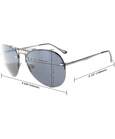 Rectangular Half-rim Pilot Style Polarized Lens Sunglasses - Polarized Grey Lens - CY12MYWEN4A $7.78