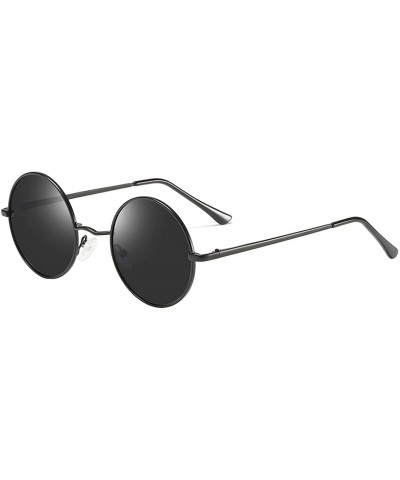 Round Metal Steampunk Sunglasses Polarized Oval Mirror Round Men Women Driving Glasses UV400 - Pinkmirror - CK197Y76CC9 $58.49